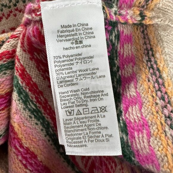 J. Crew Puff‎ Sleeve Fair Isle Crewneck Sweater Large Lambswool Blend FS-1339 - Picture 8 of 9